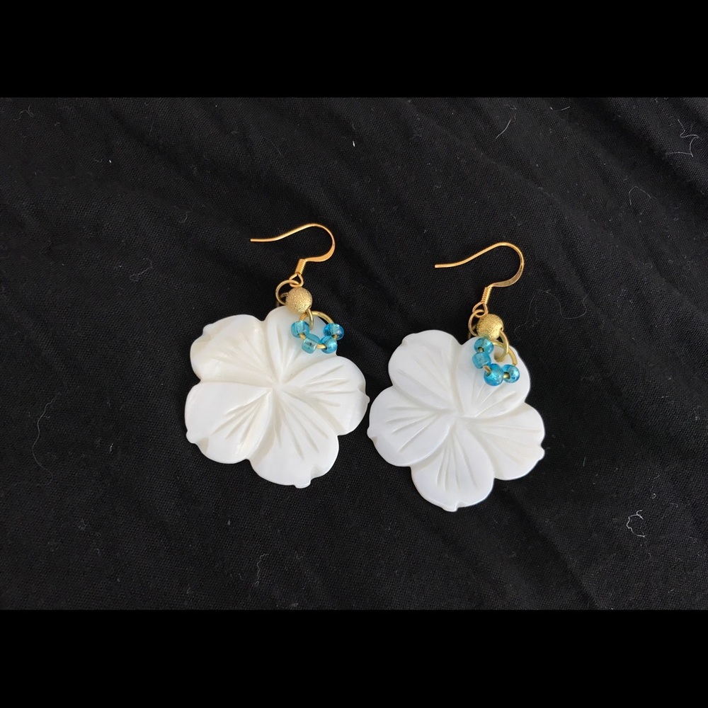 Carved shell earrings